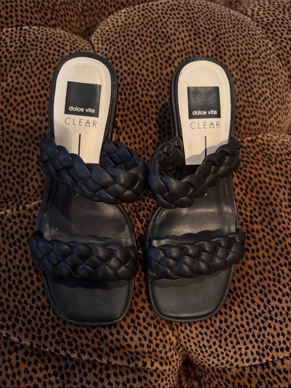 dolce vita Black Braided Slide Sandals